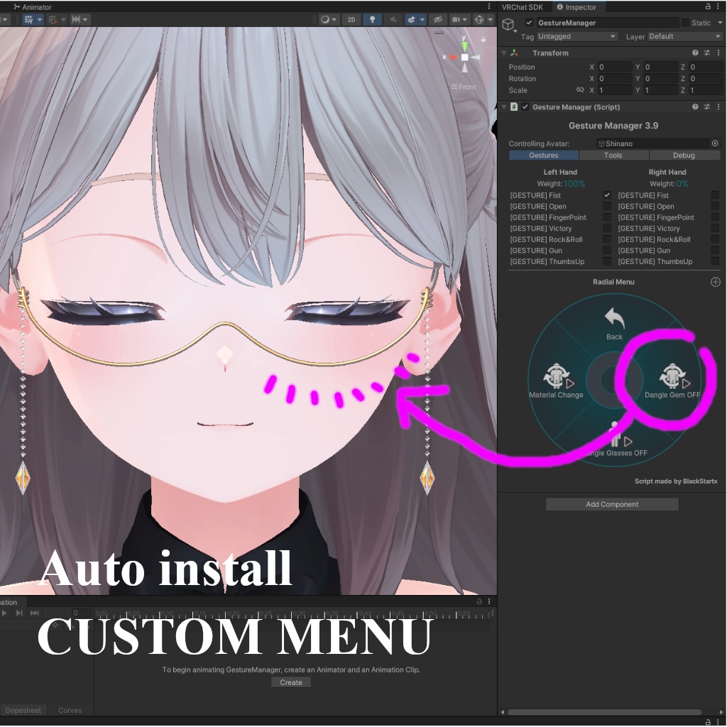 【VRChat】Dangle Glasses【MA対応】