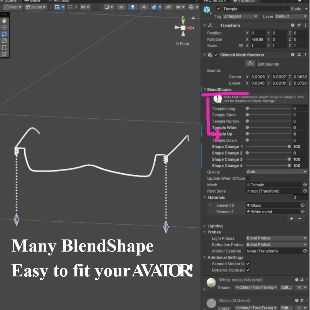 【VRChat】Dangle Glasses【MA対応】