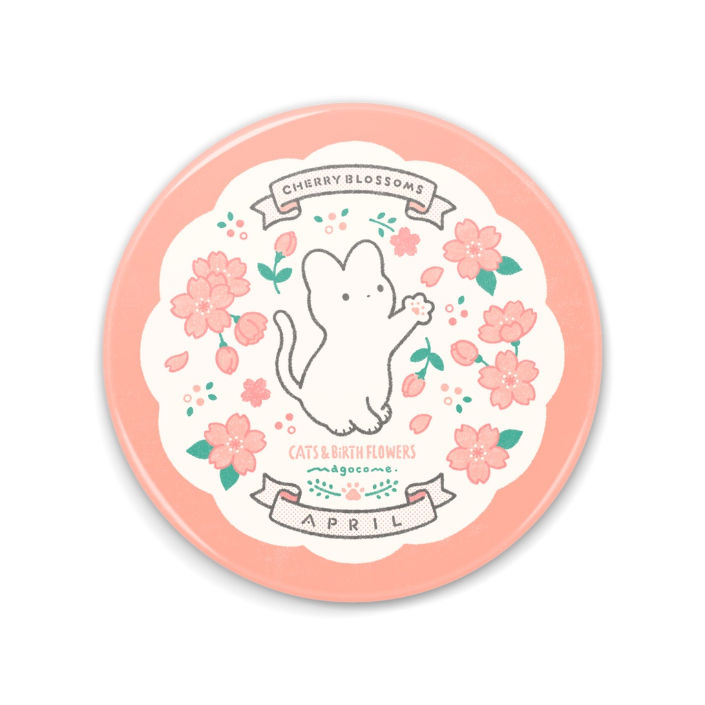 【缶ミラー】NEKOさん＆誕生花【4月】