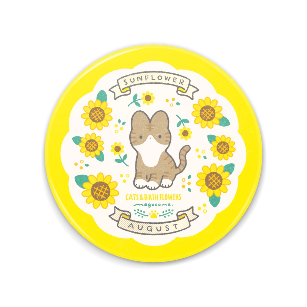 【缶ミラー】NEKOさん＆誕生花【8月】