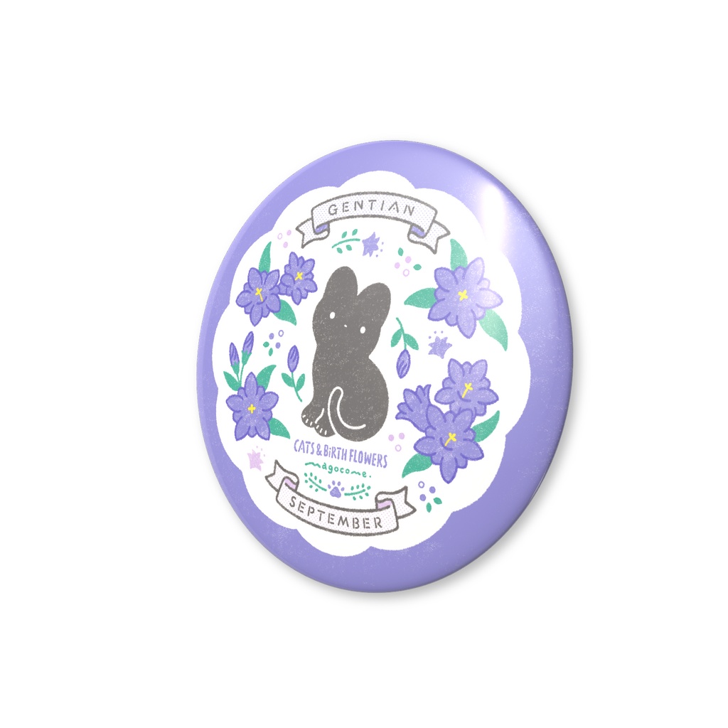 【缶バッチ】NEKOさん&誕生花【9月】