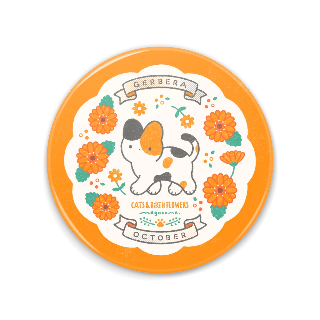 【缶ミラー】NEKOさん＆誕生花【10月】