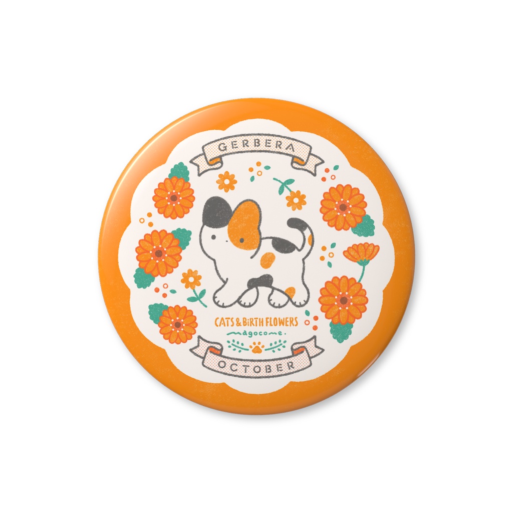 【缶バッチ】NEKOさん＆誕生花【10月】