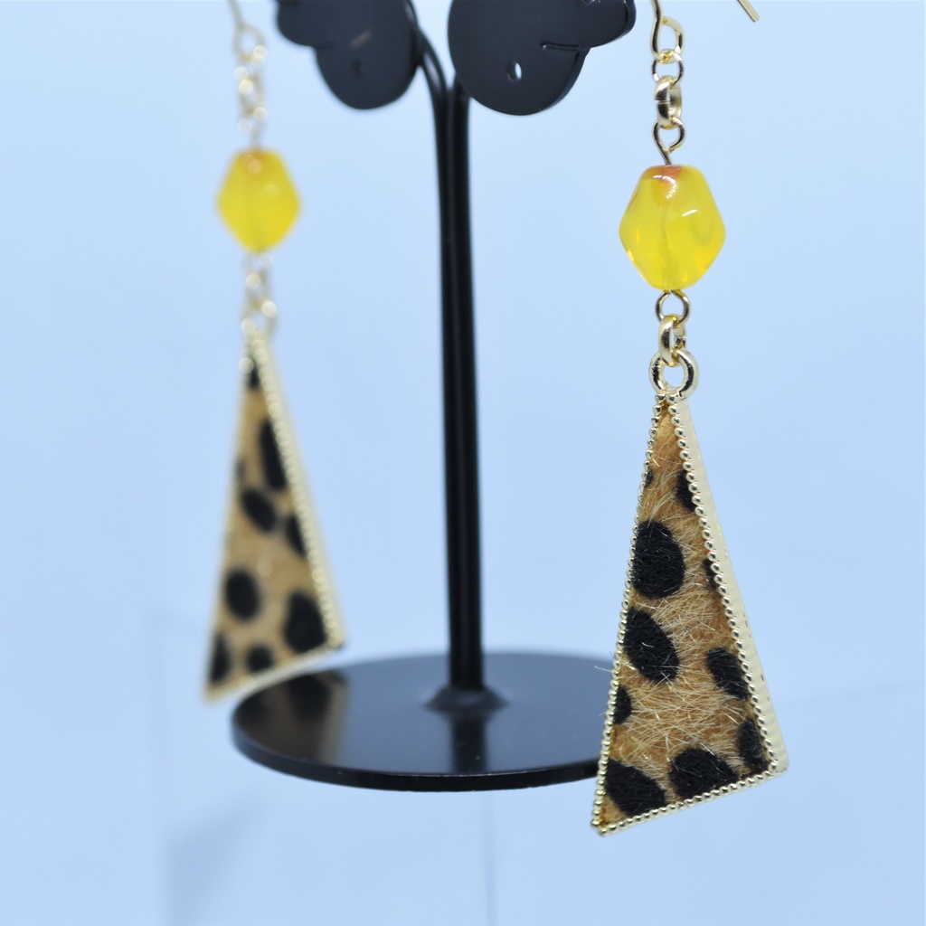 イエロー×レオパードのピアス/イヤリング
