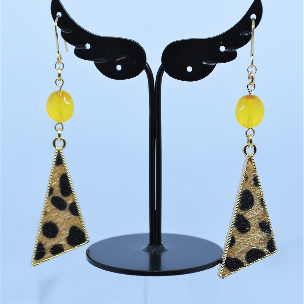 イエロー×レオパードのピアス/イヤリング