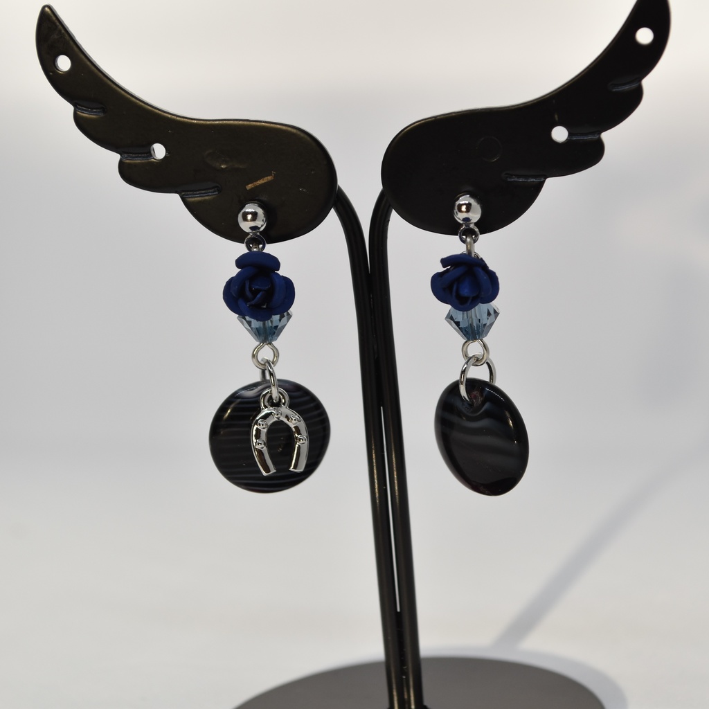青薔薇とホースシューのピアス/イヤリング【イメージアクセサリー】