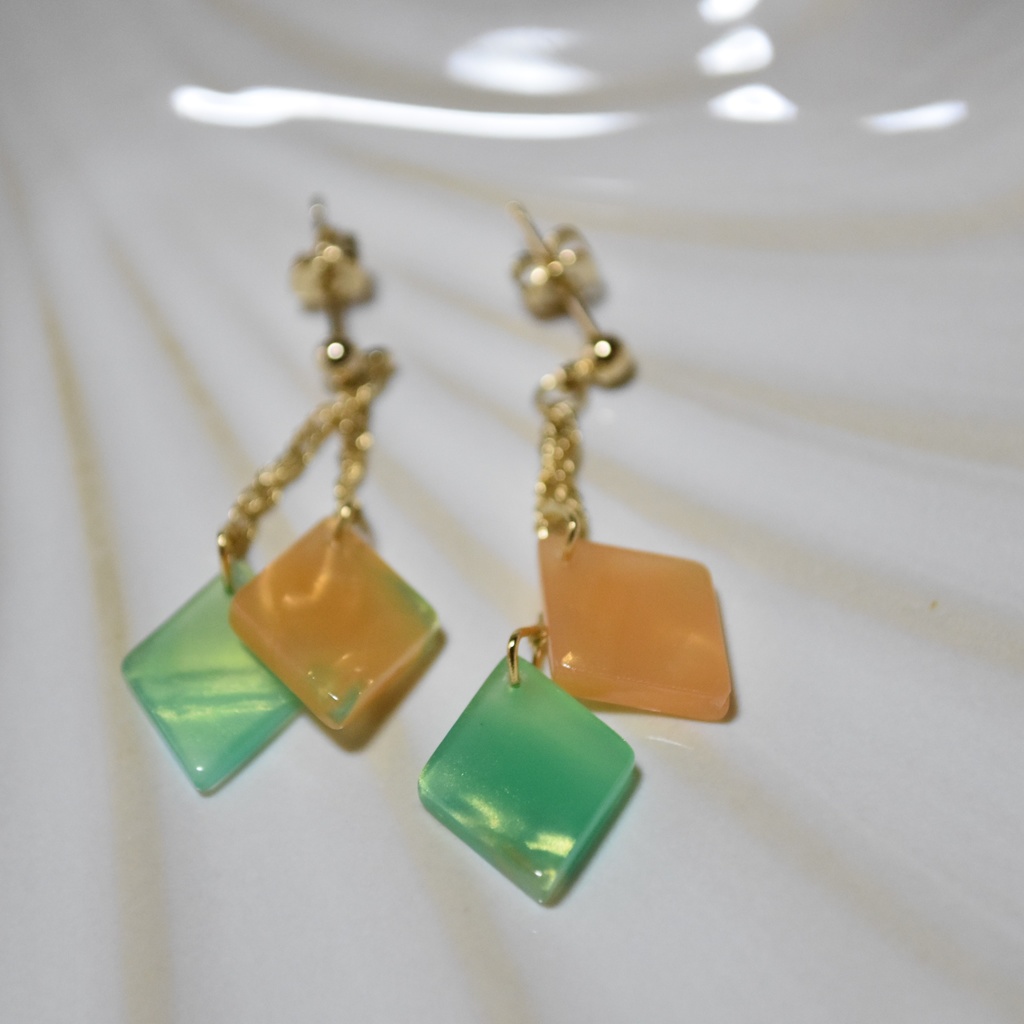 赤肉メロンのピアス/イヤリング(チャーム変更可)【レトロ喫茶シリヰズ】