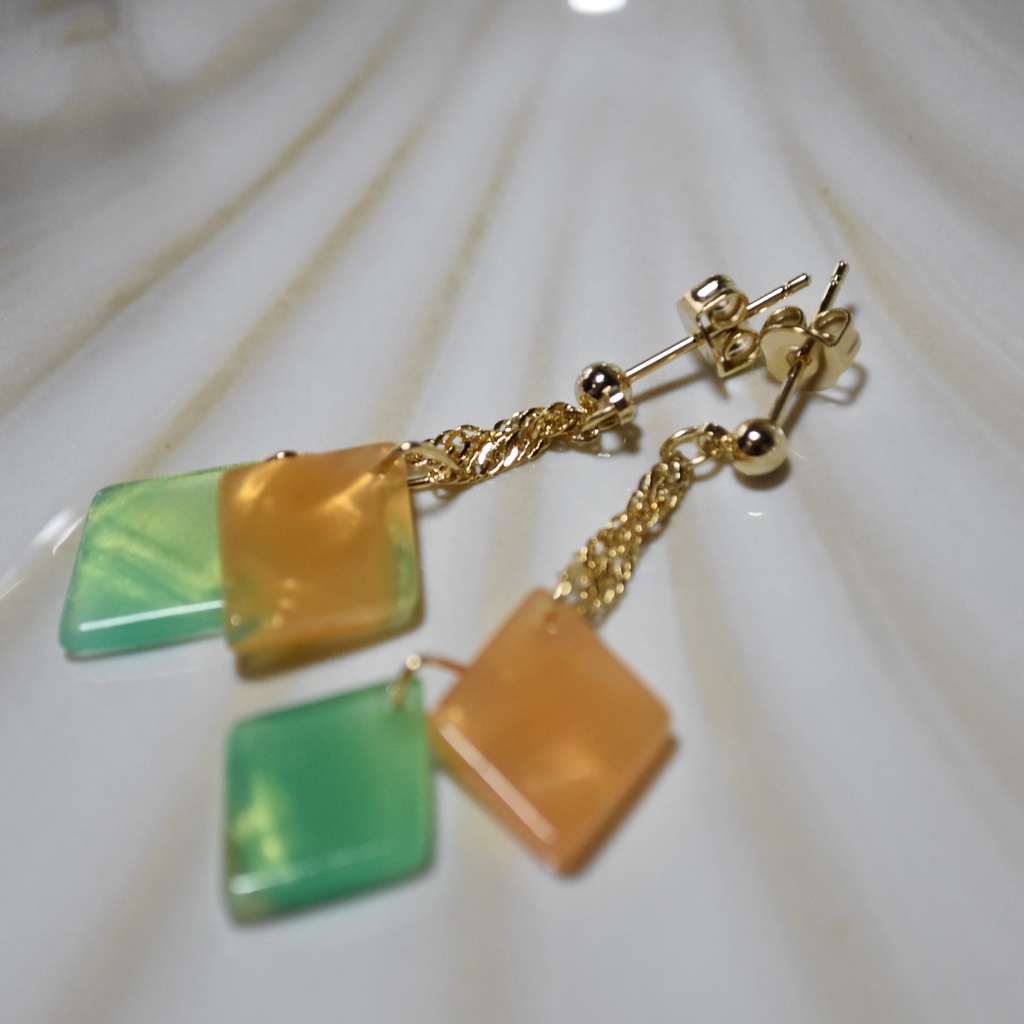 赤肉メロンのピアス/イヤリング(チャーム変更可)【レトロ喫茶シリヰズ】