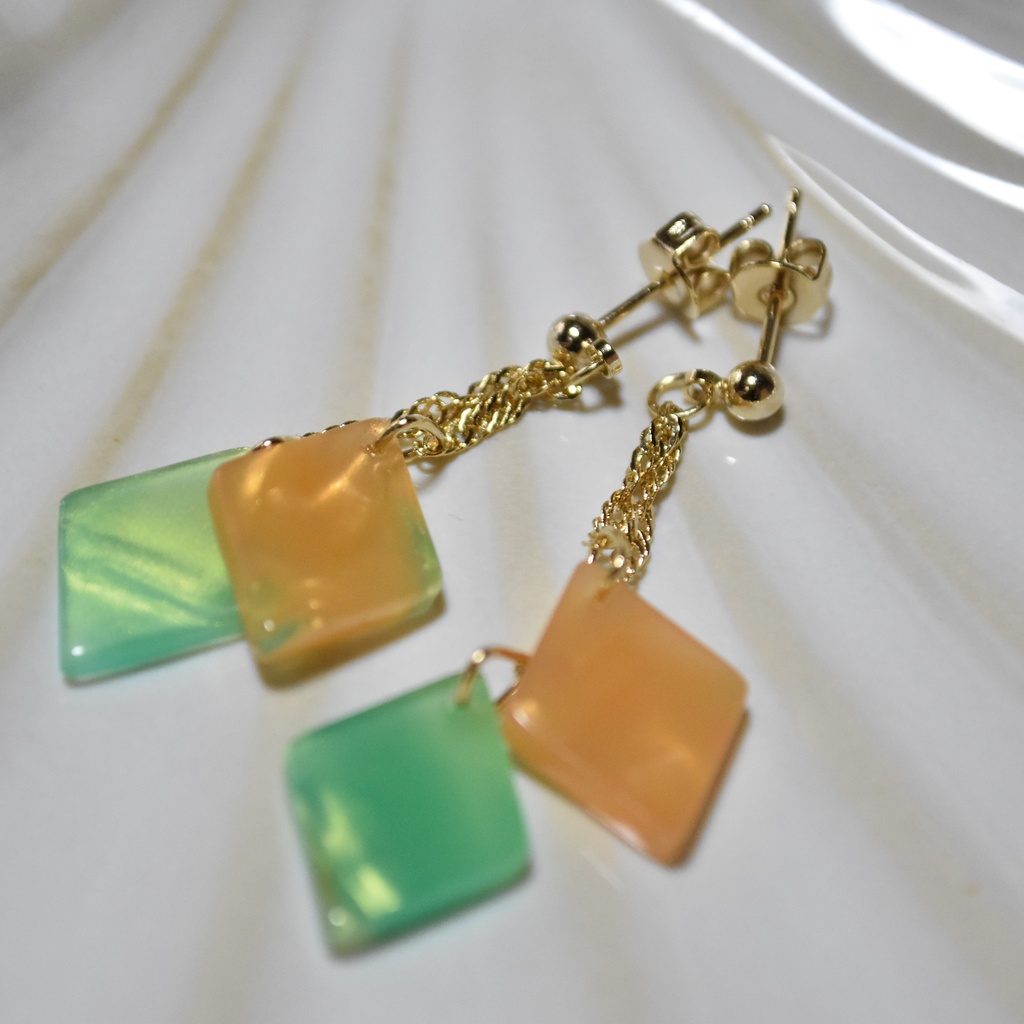 赤肉メロンのピアス/イヤリング(チャーム変更可)【レトロ喫茶シリヰズ】