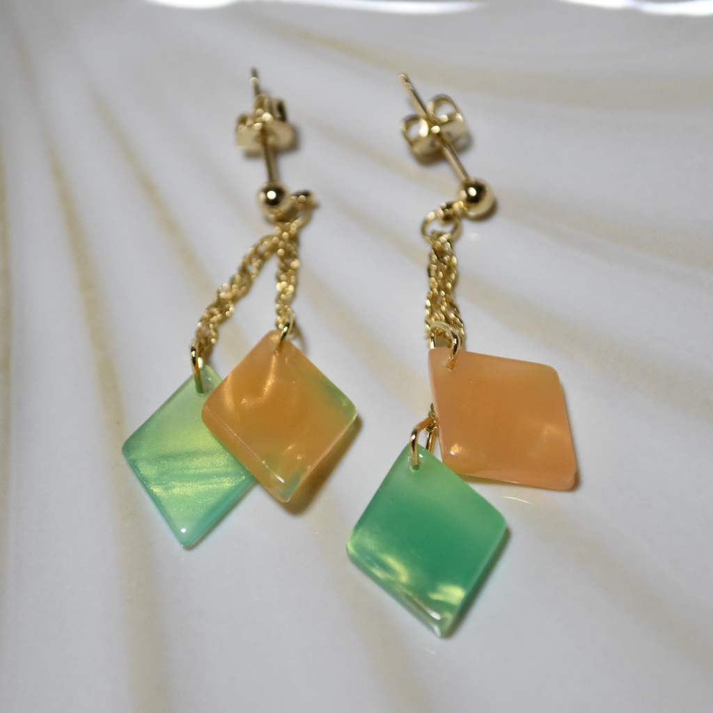 赤肉メロンのピアス/イヤリング(チャーム変更可)【レトロ喫茶シリヰズ】