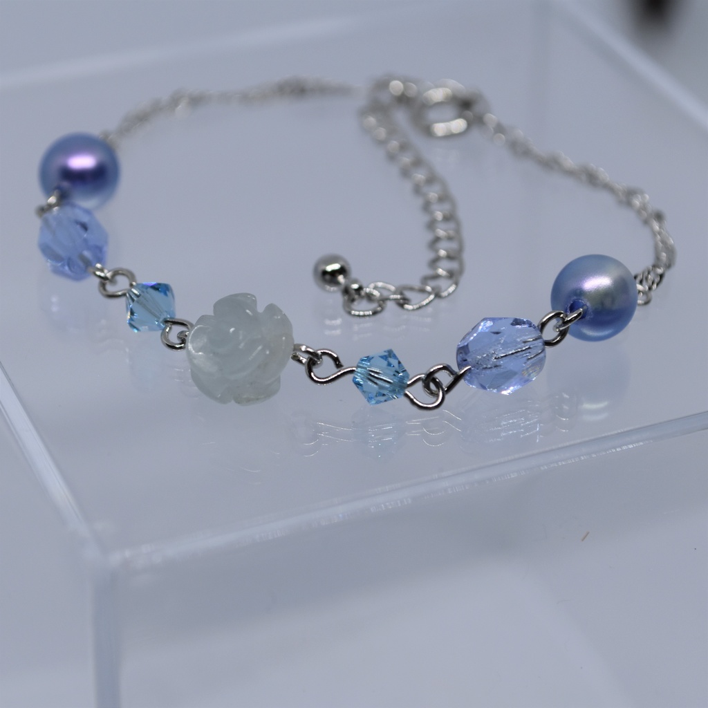 青薔薇の庭園 ブレスレット(アクアマリン)