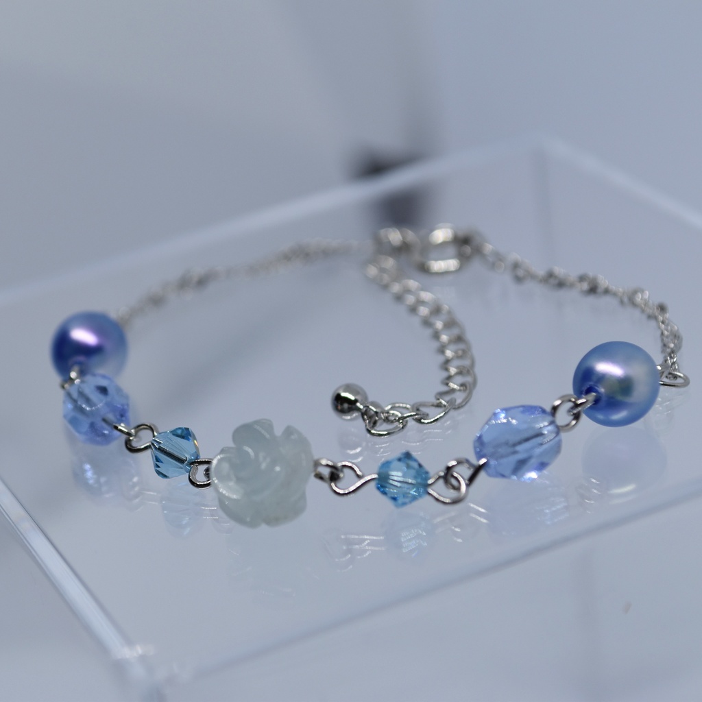 青薔薇の庭園 ブレスレット(アクアマリン)
