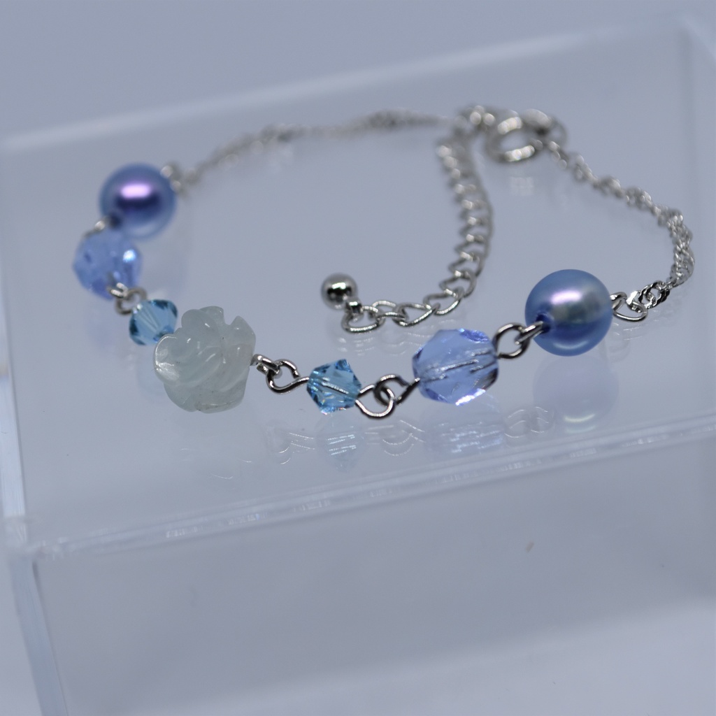 青薔薇の庭園 ブレスレット(アクアマリン)