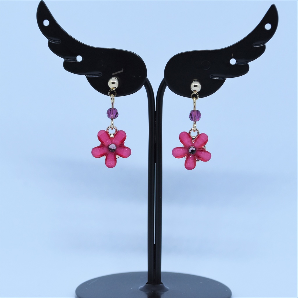ピンクフラワーのピアス/イヤリング