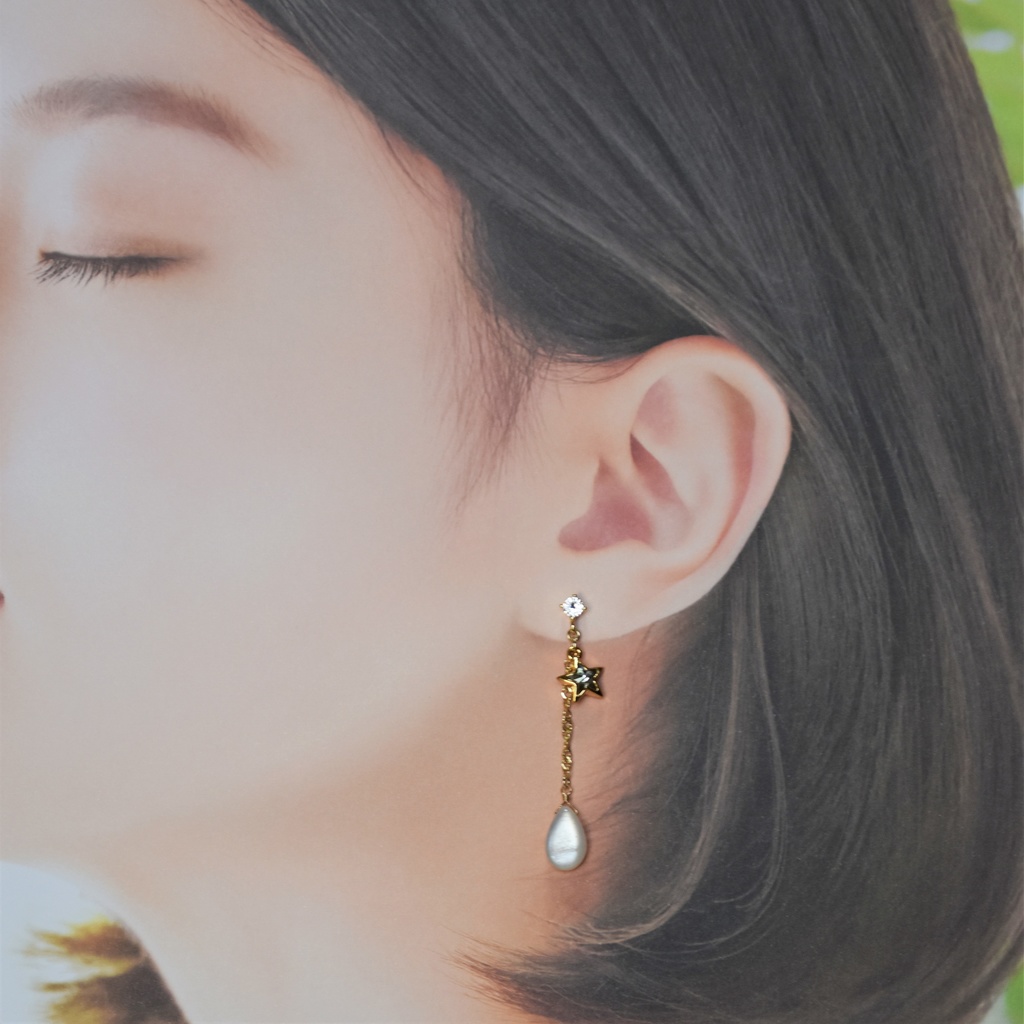 雪夜のペンダントセット(ペンダント・耳飾り)