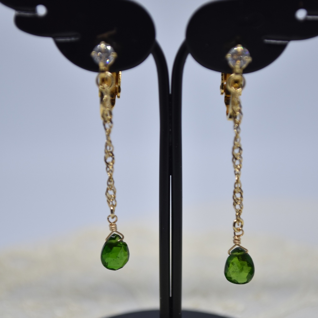 深緑のペンダントセット(ペンダント・耳飾り)