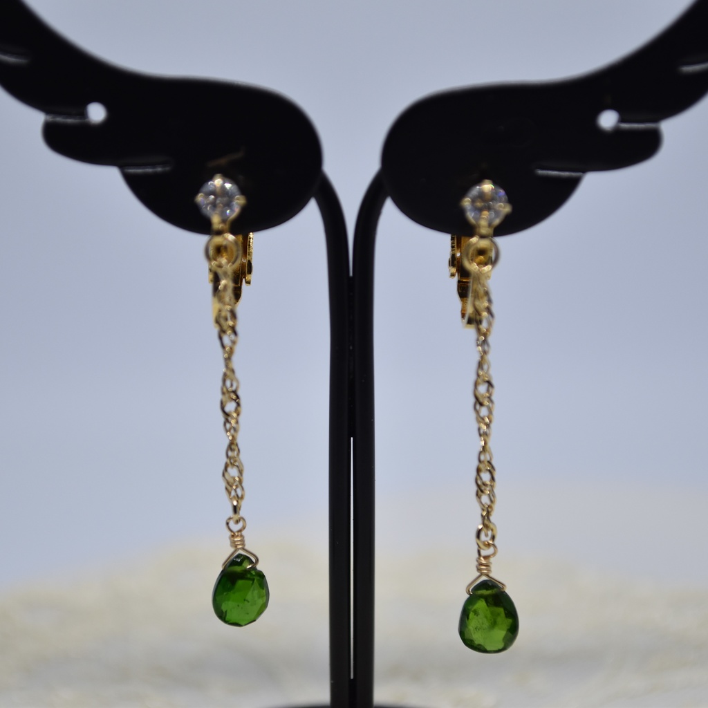 深緑のペンダントセット(ペンダント・耳飾り)