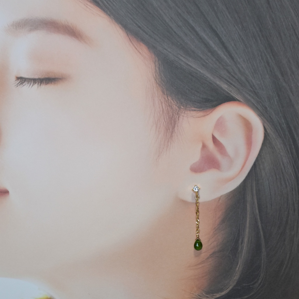 深緑のペンダントセット(ペンダント・耳飾り)