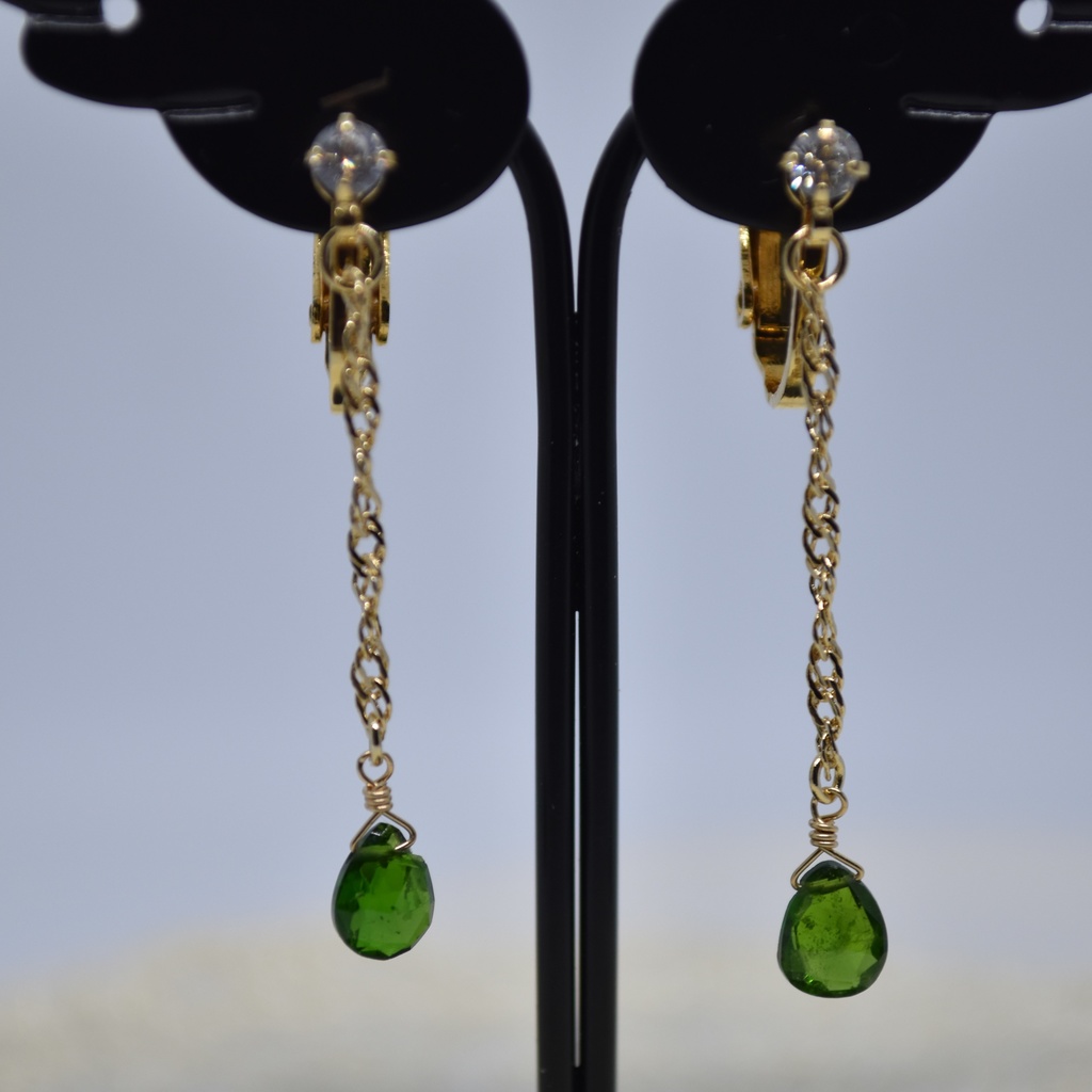 深緑のペンダントセット(ペンダント・耳飾り)