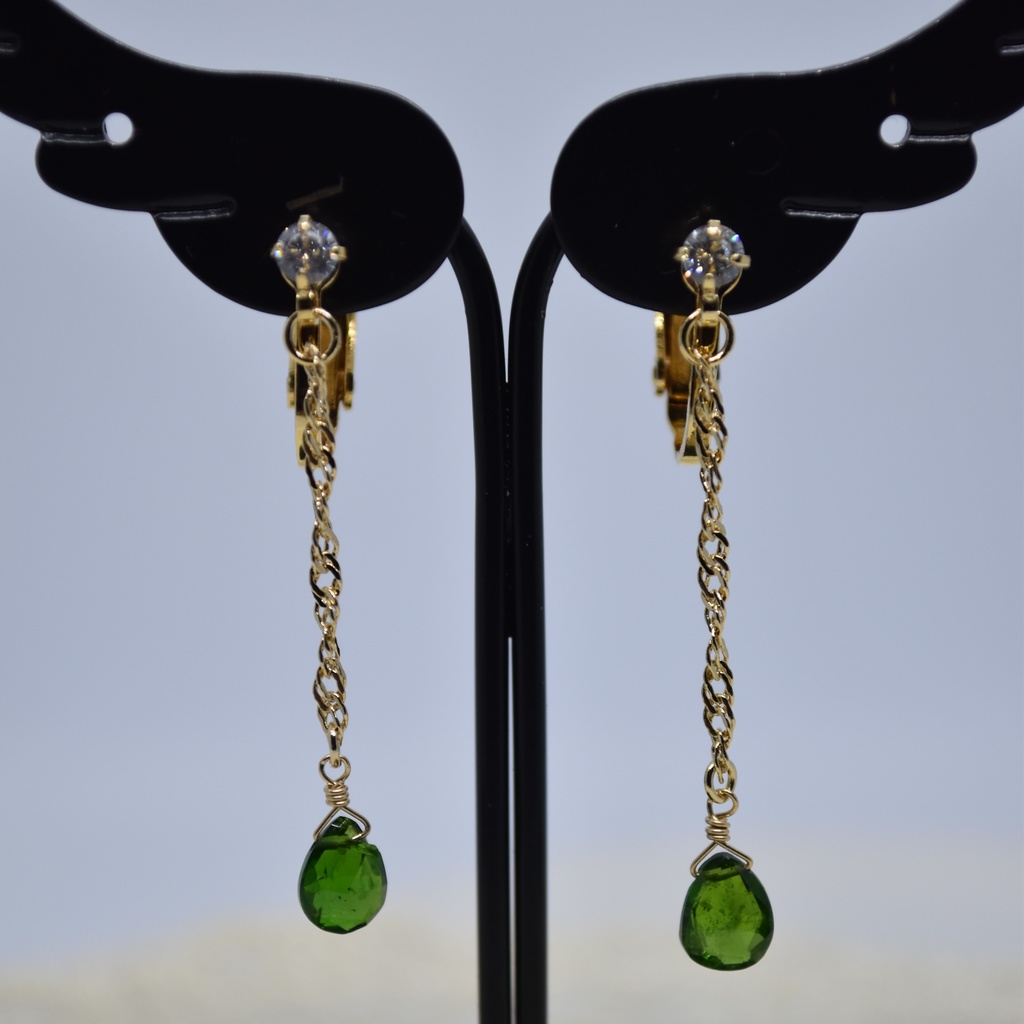 深緑のペンダントセット(ペンダント・耳飾り)