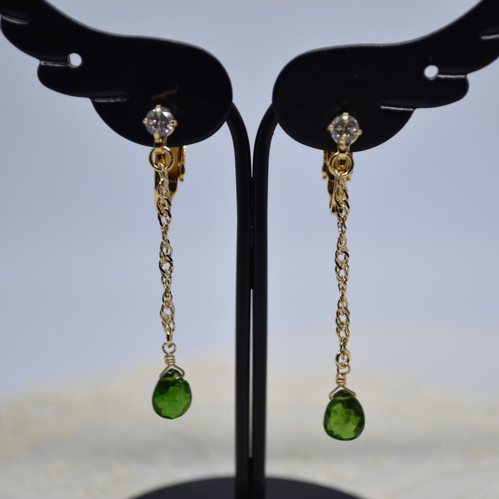 深緑のペンダントセット(ペンダント・耳飾り)