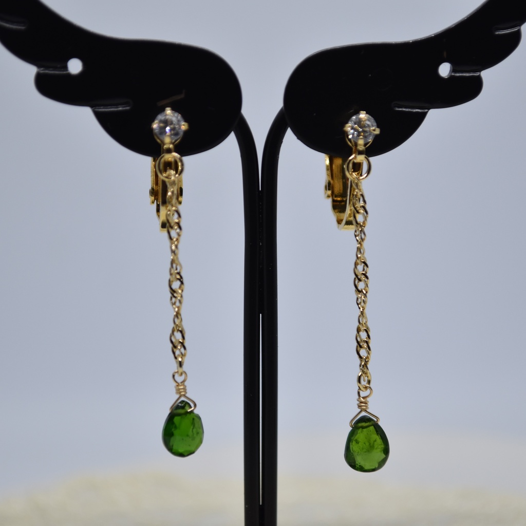 深緑のペンダントセット(ペンダント・耳飾り)