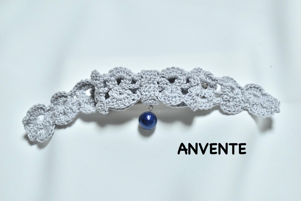 【フルオーダー例】レースのティペット・バレッタ・ブローチ・イヤリング 4点セット