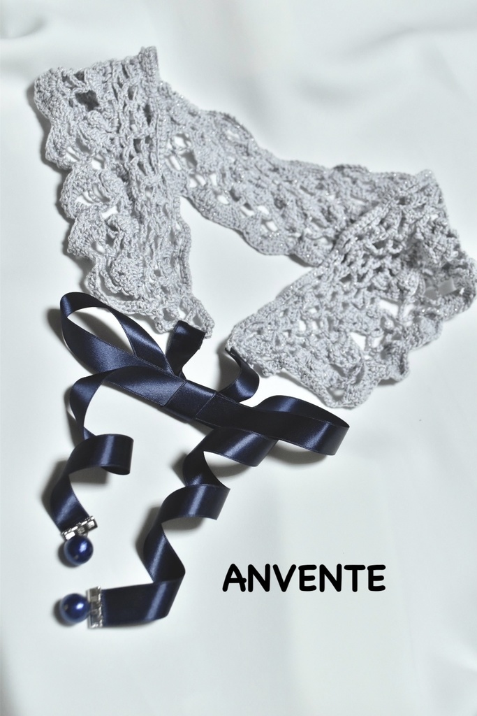 【フルオーダー例】レースのティペット・バレッタ・ブローチ・イヤリング 4点セット