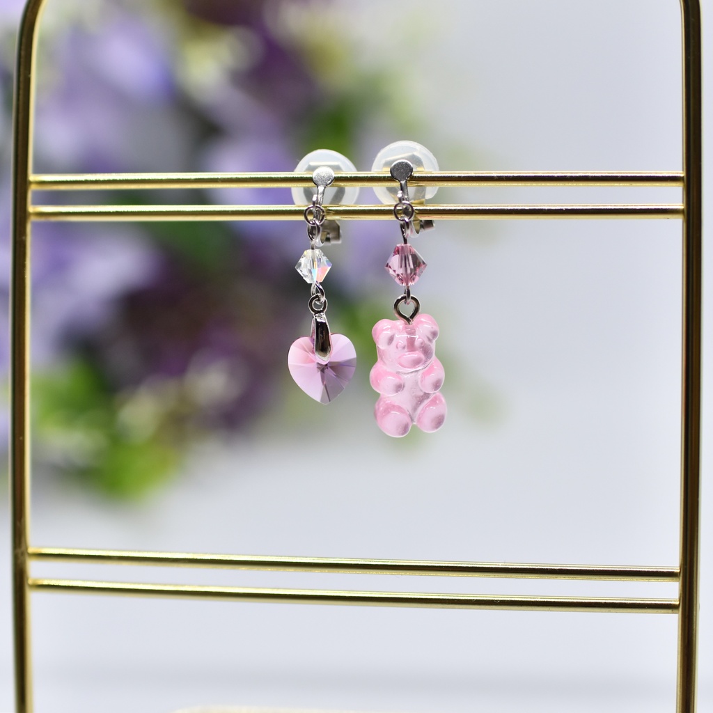 【再販不可】グミベアイヤリング・ピーチ(ピアス変更可能)