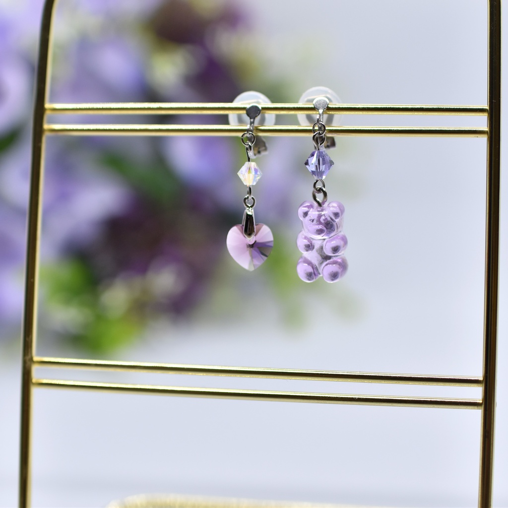 【再販不可】グミベアイヤリング・グレープ（ピアス変更可能）