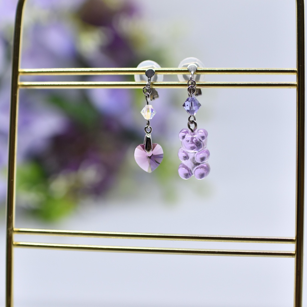 【再販不可】グミベアイヤリング・グレープ(ピアス変更可能)