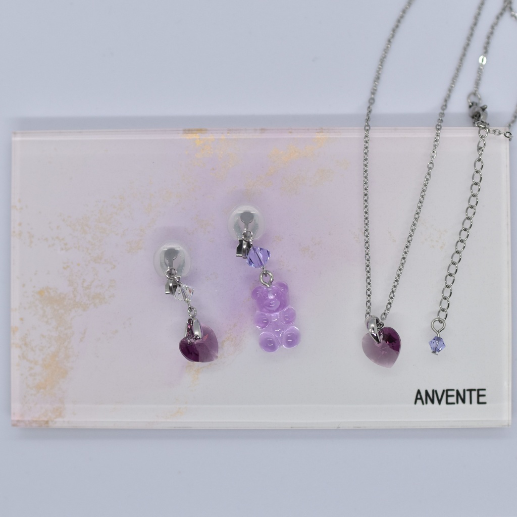 【再販不可】グミベアイヤリング・グレープ(ピアス変更可能)