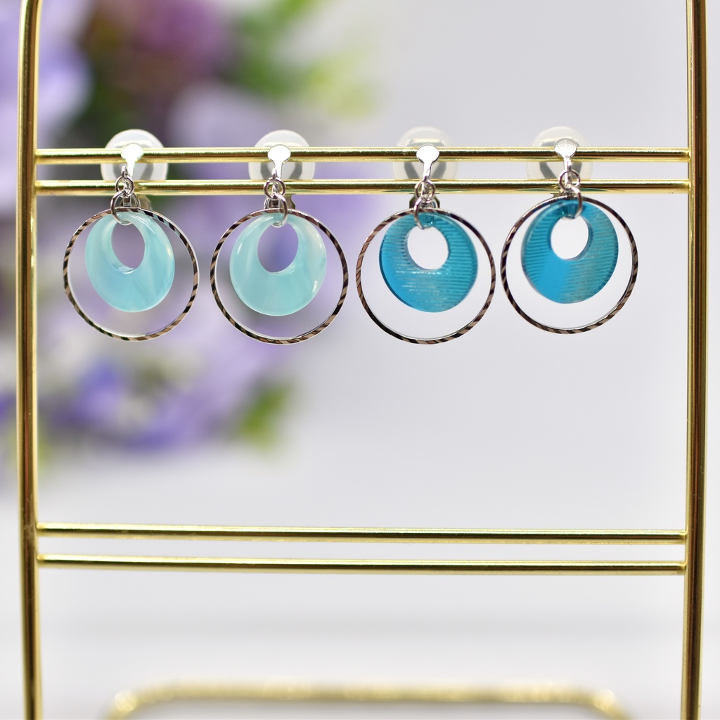 【再販不可】みなも イヤリング・青(ピアス変更可能)