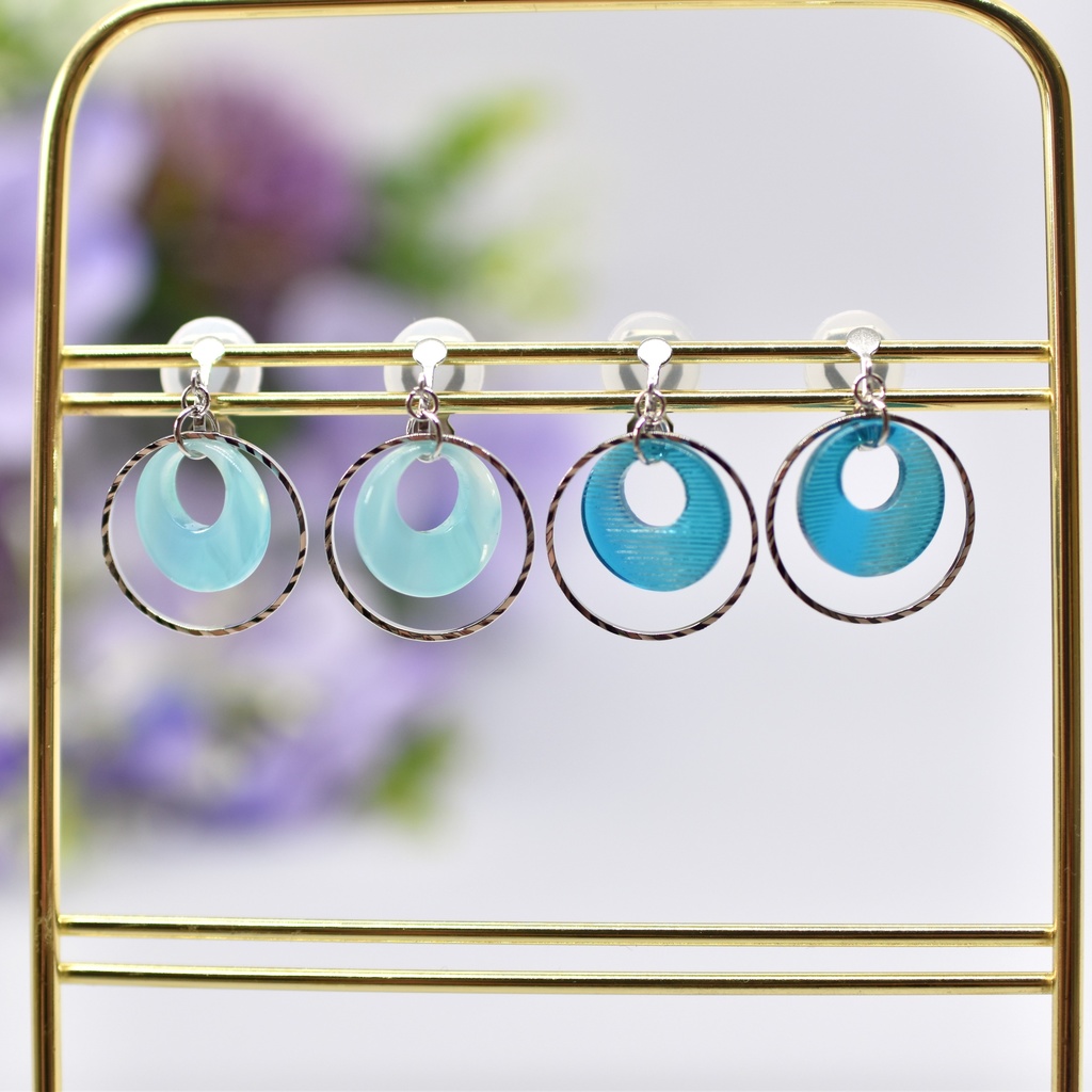 【再販不可】みなも イヤリング・青(ピアス変更可能)