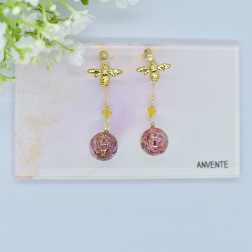 【Atelier petit Lotus様コラボ】honey bee イヤリング【再販予定なし】
