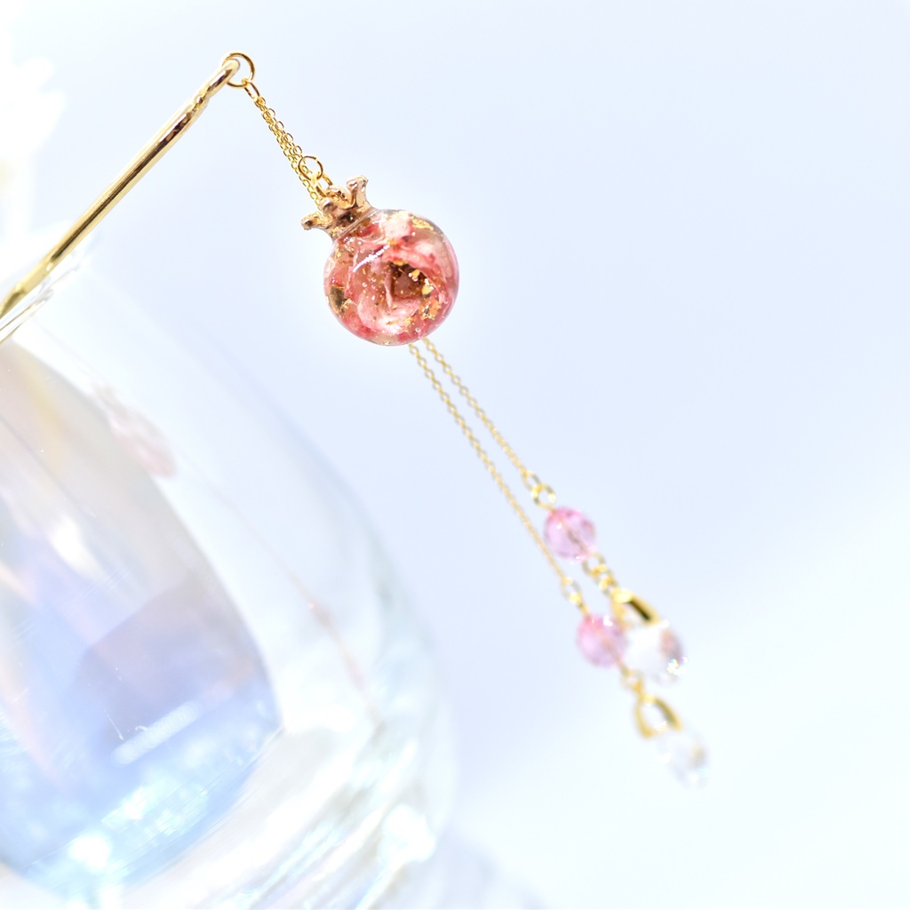 【Atelier petit Lotus様コラボ】Reine des fleurs かんざし・ピンク【再販予定なし】