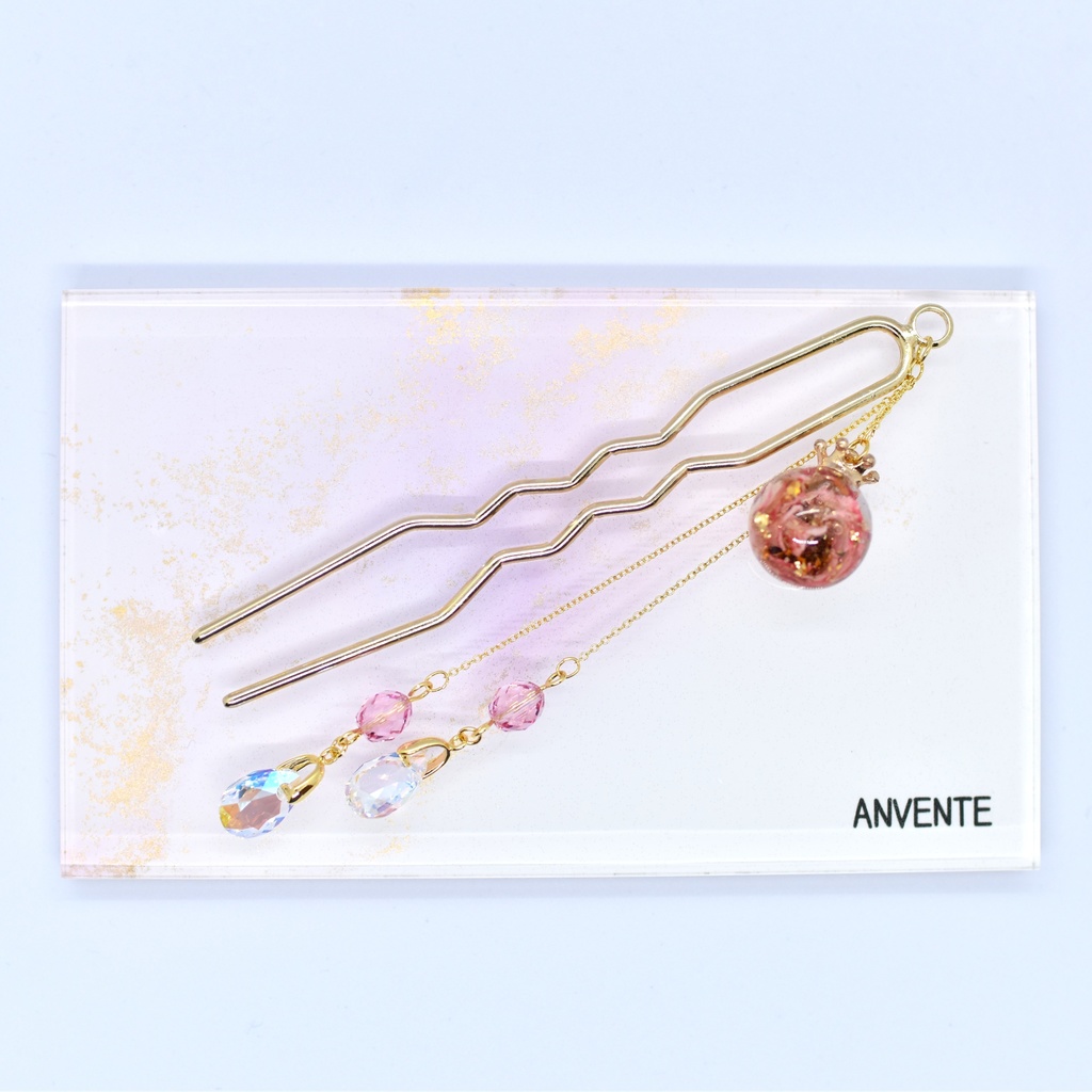 【Atelier petit Lotus様コラボ】Reine des fleurs かんざし・ピンク【再販予定なし】