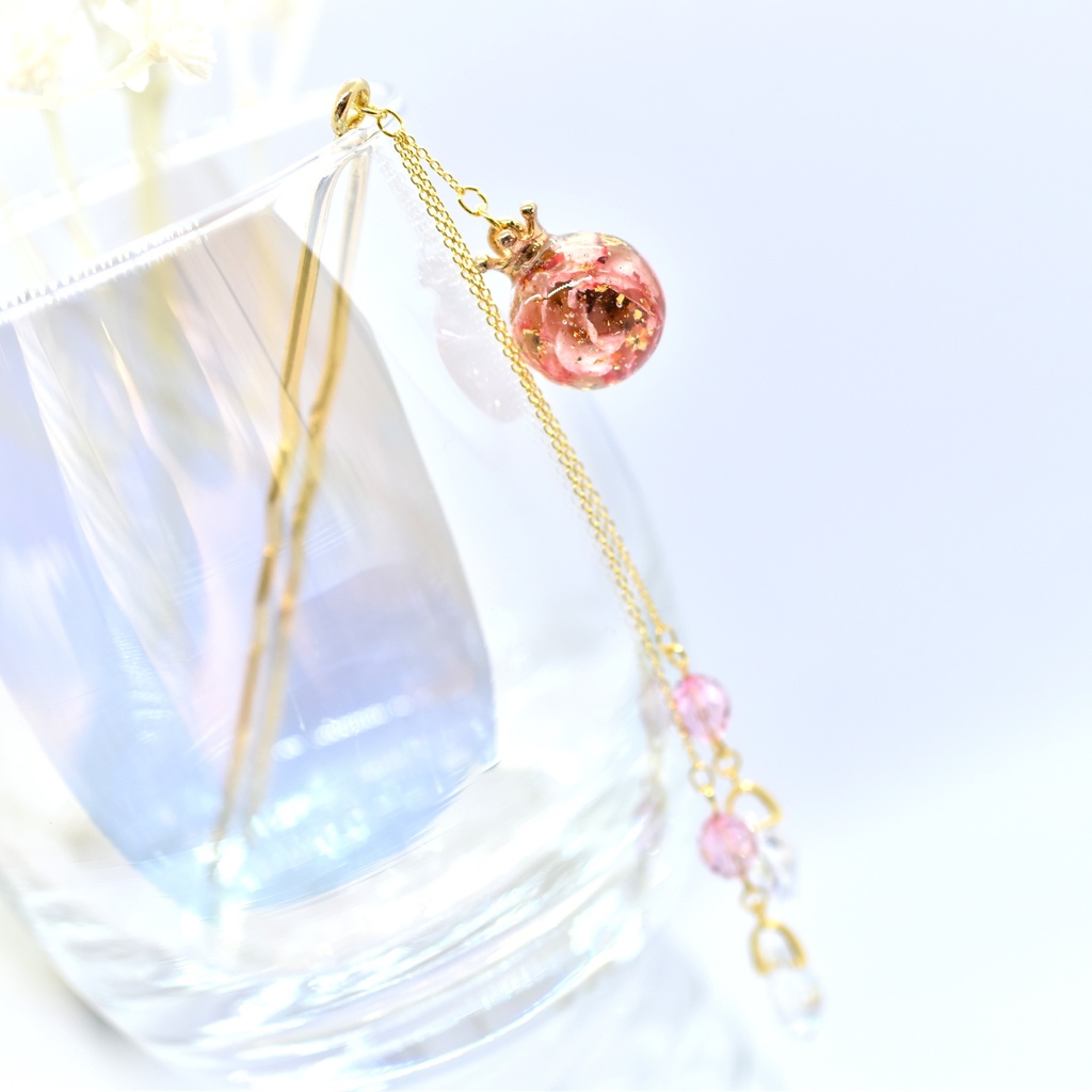 【Atelier petit Lotus様コラボ】Reine des fleurs かんざし・ピンク【再販予定なし】