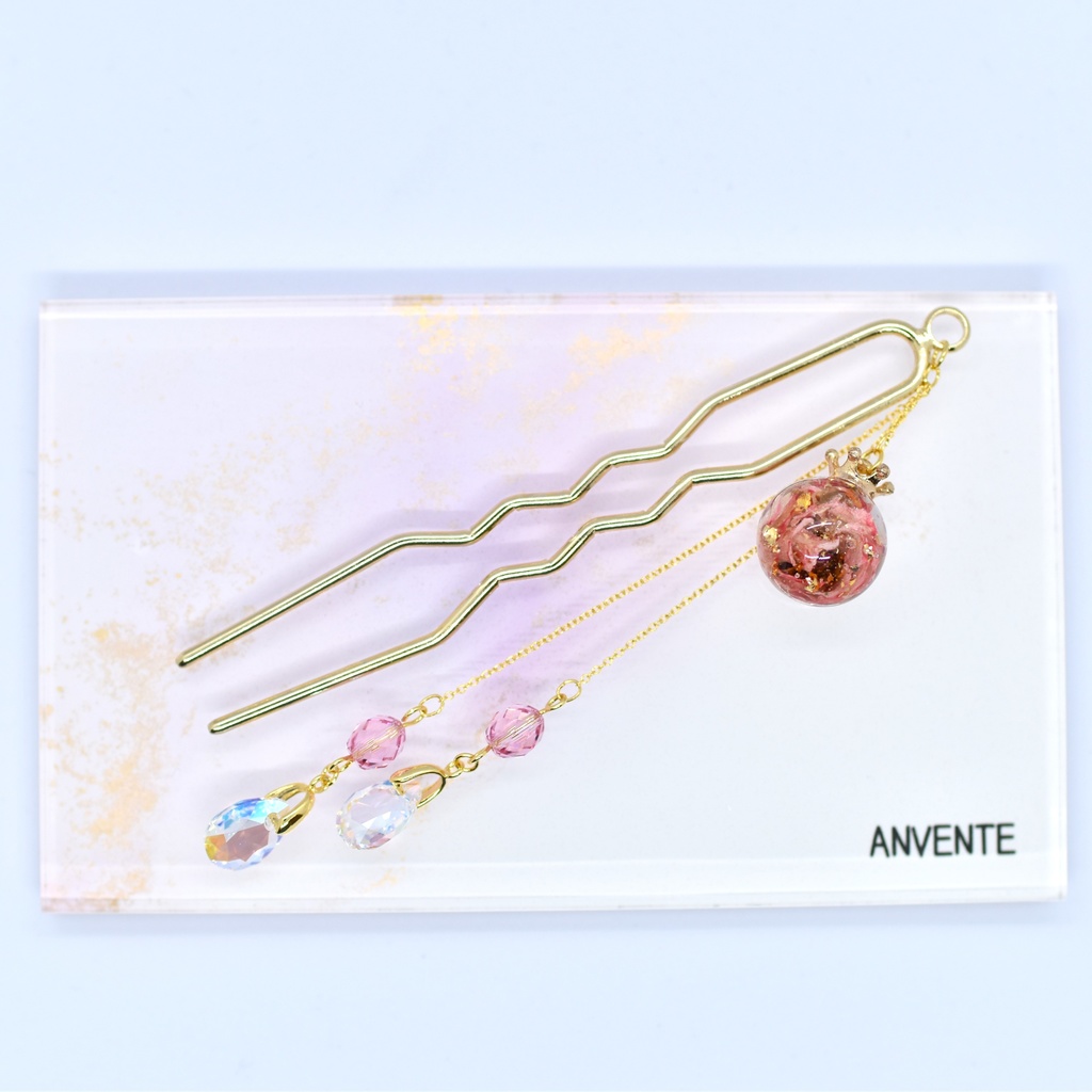 【Atelier petit Lotus様コラボ】Reine des fleurs かんざし・ピンク【再販予定なし】