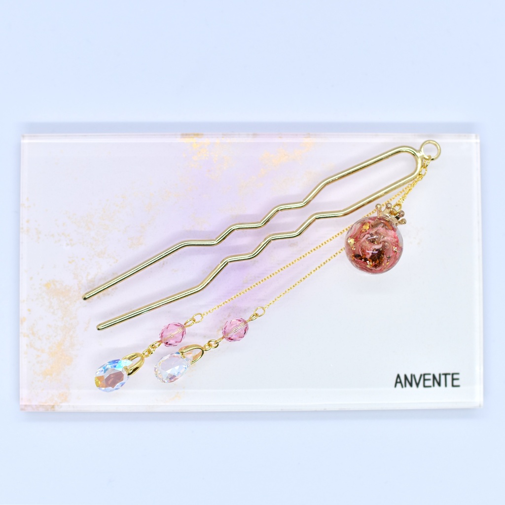 【Atelier petit Lotus様コラボ】Reine des fleurs かんざし・ピンク【再販予定なし】