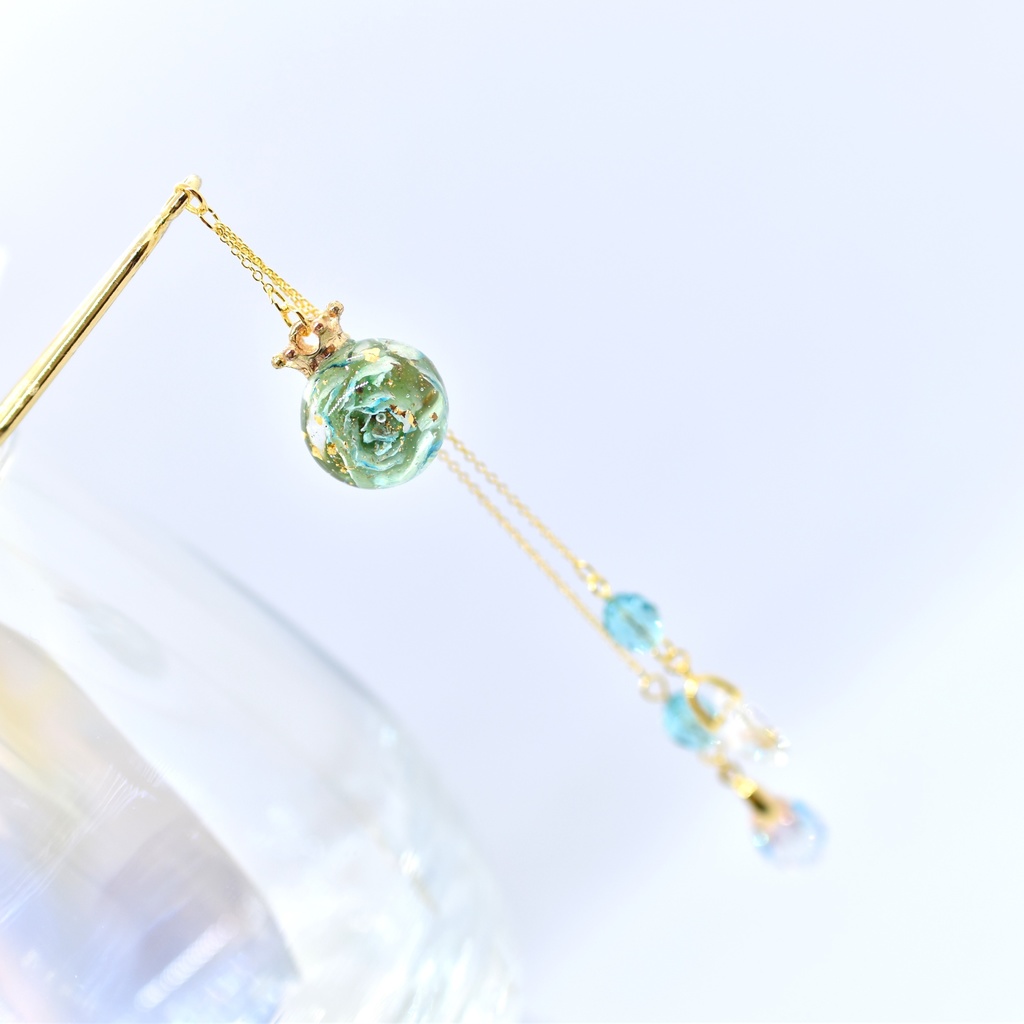 【Atelier petit Lotus様コラボ】Reine des fleurs かんざし・ブルー【再販予定なし】