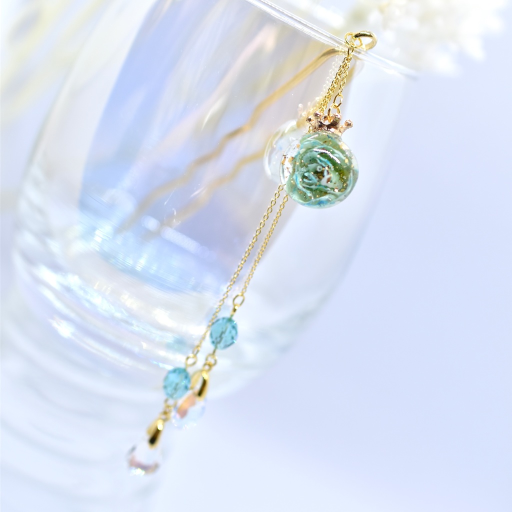 【Atelier petit Lotus様コラボ】Reine des fleurs かんざし・ブルー【再販予定なし】