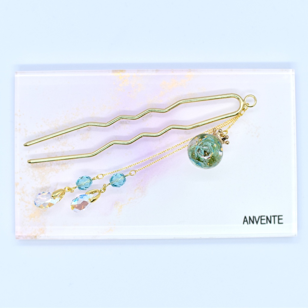 【Atelier petit Lotus様コラボ】Reine des fleurs かんざし・ブルー【再販予定なし】