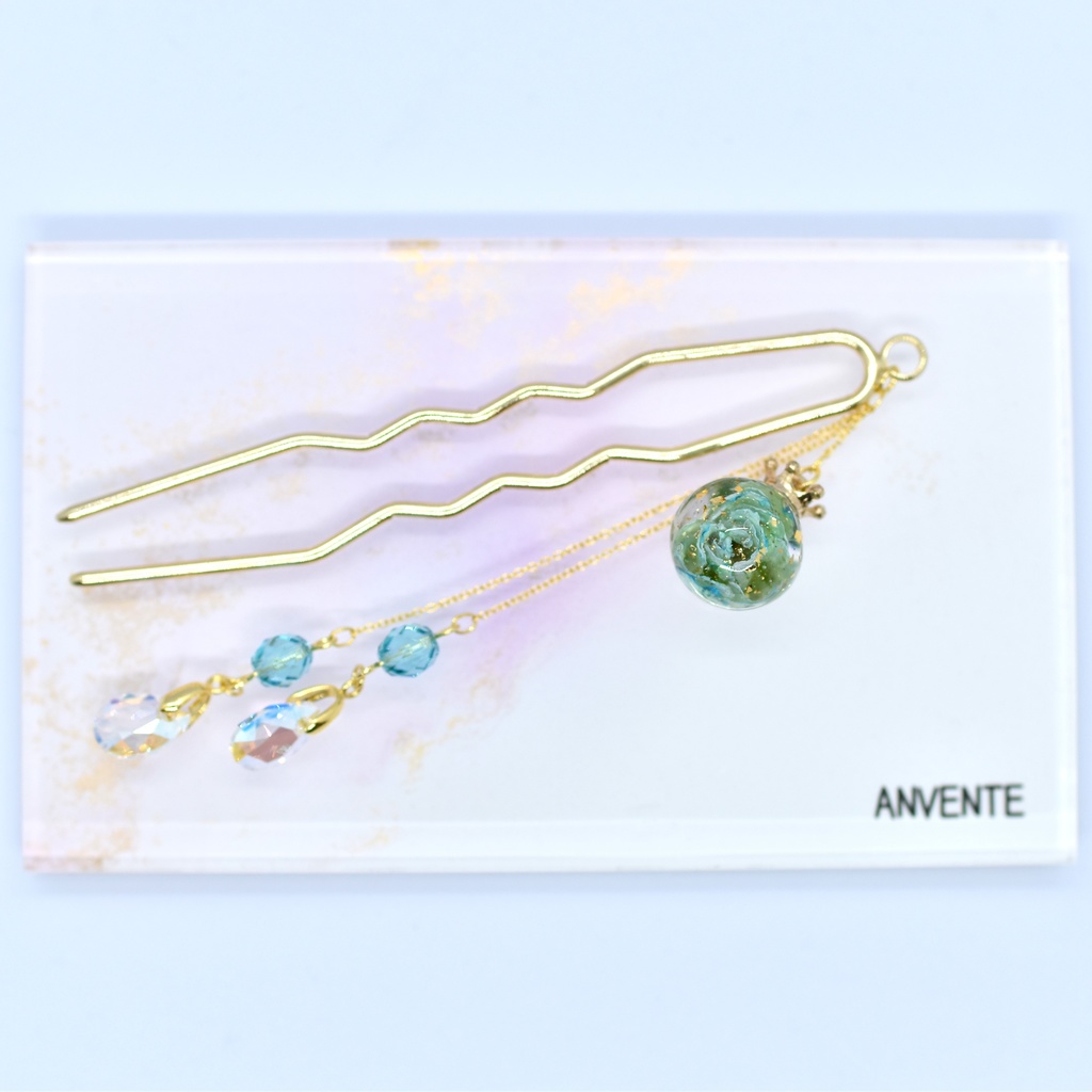 【Atelier petit Lotus様コラボ】Reine des fleurs かんざし・ブルー【再販予定なし】