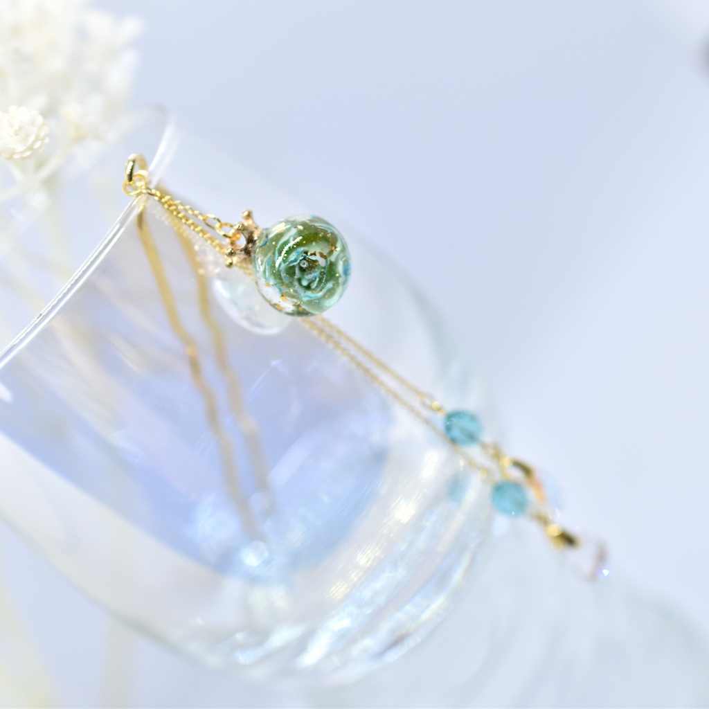 【Atelier petit Lotus様コラボ】Reine des fleurs かんざし・ブルー【再販予定なし】