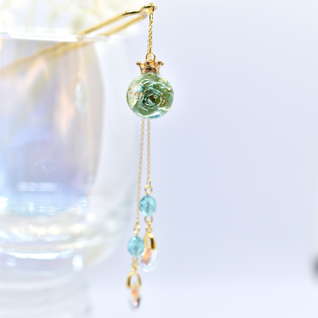 【Atelier petit Lotus様コラボ】Reine des fleurs かんざし・ブルー【再販予定なし】