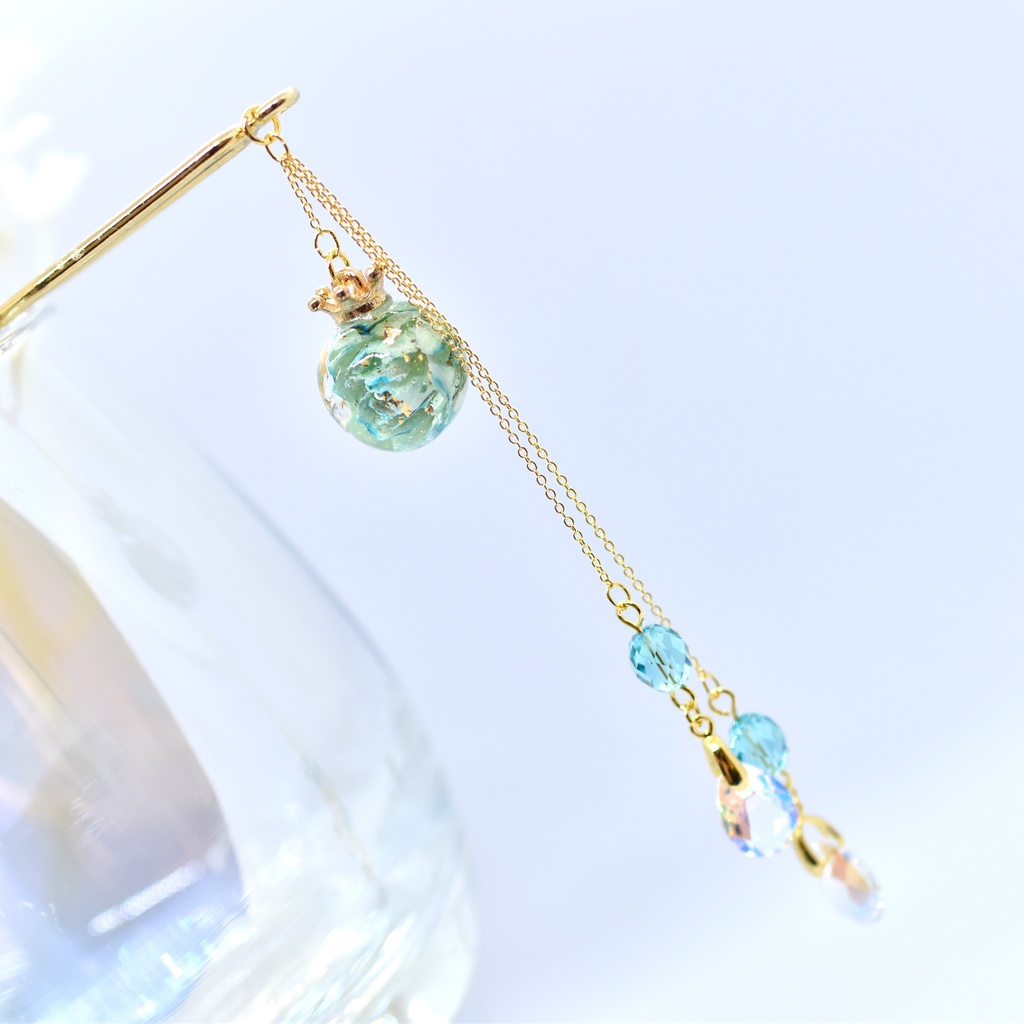 【Atelier petit Lotus様コラボ】Reine des fleurs かんざし・ブルー【再販予定なし】