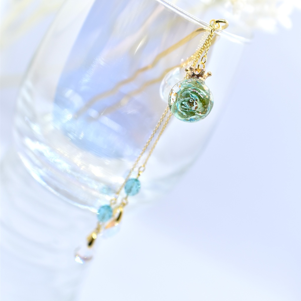 【Atelier petit Lotus様コラボ】Reine des fleurs かんざし・ブルー【再販予定なし】