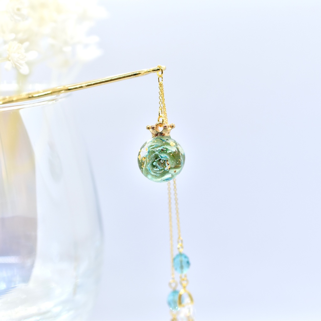 【Atelier petit Lotus様コラボ】Reine des fleurs かんざし・ブルー【再販予定なし】