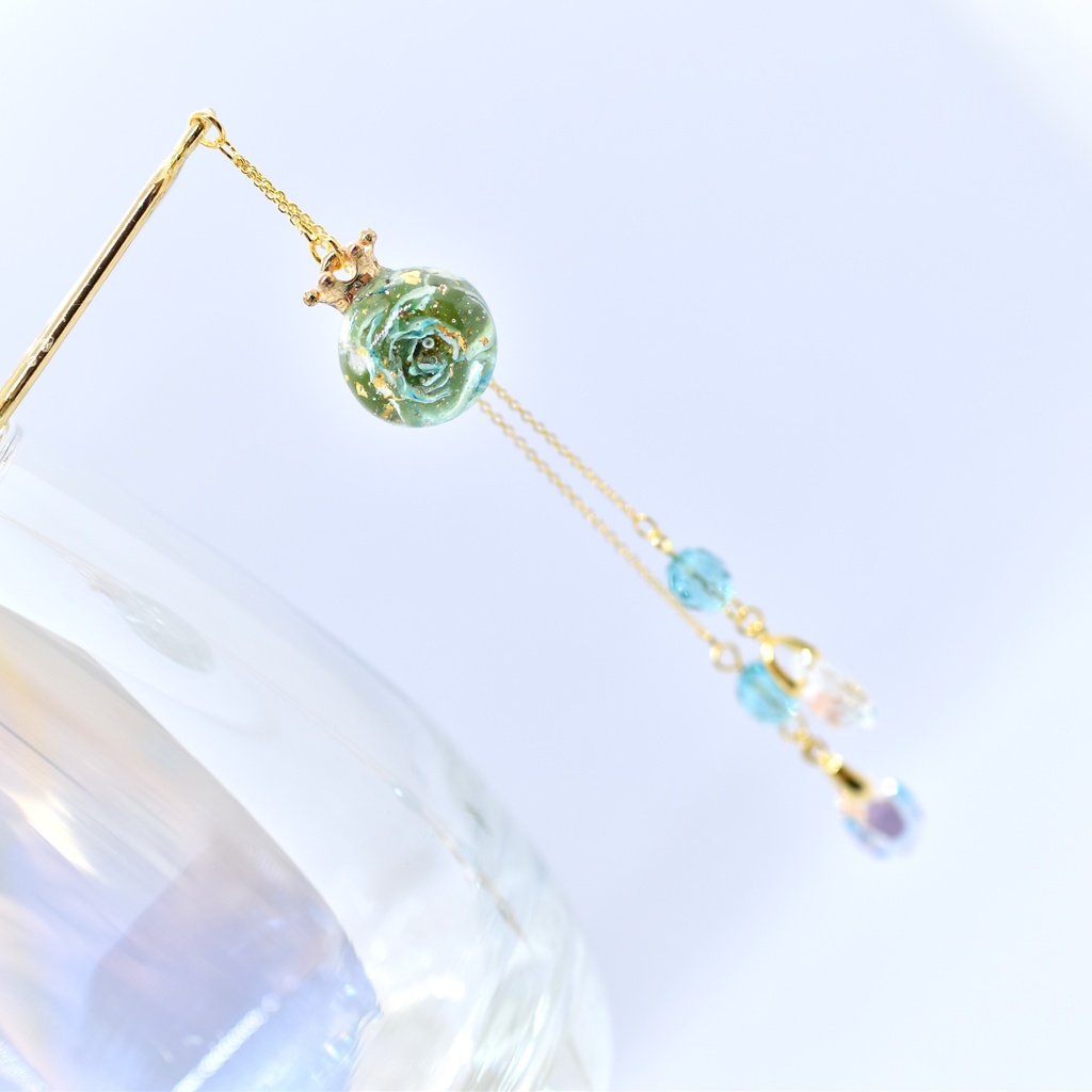 【Atelier petit Lotus様コラボ】Reine des fleurs かんざし・ブルー【再販予定なし】